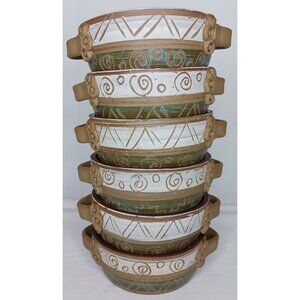 VTG Set Of 6 Southwestern Rustic Clay Pottery Bowls Signed Art Pottery from A&A